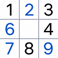 Partial Sudoku grid with numbers 1, 2, 3, 4, 6, 7, 8, and 9 in black and blue.