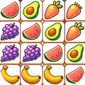 Grid of cartoon fruit icons including avocado, carrot, grapes, watermelon, and banana.