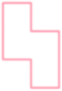 Abstract black plus-shaped figure outlined with a glowing pink neon border on a transparent background.