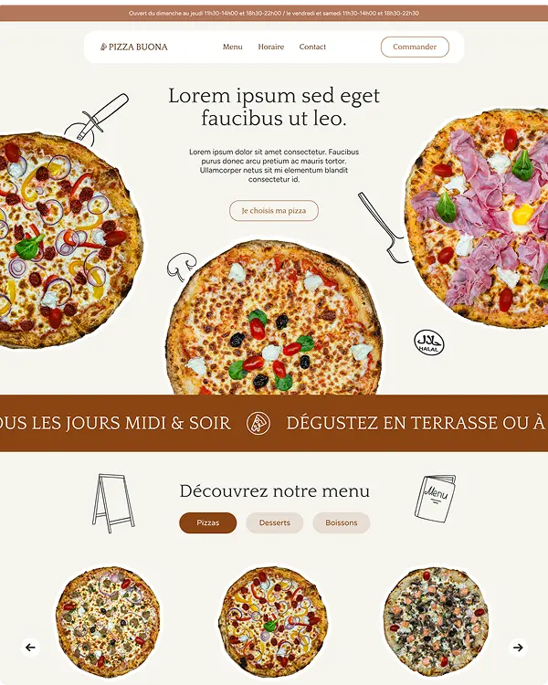 Maquette site pizzeria