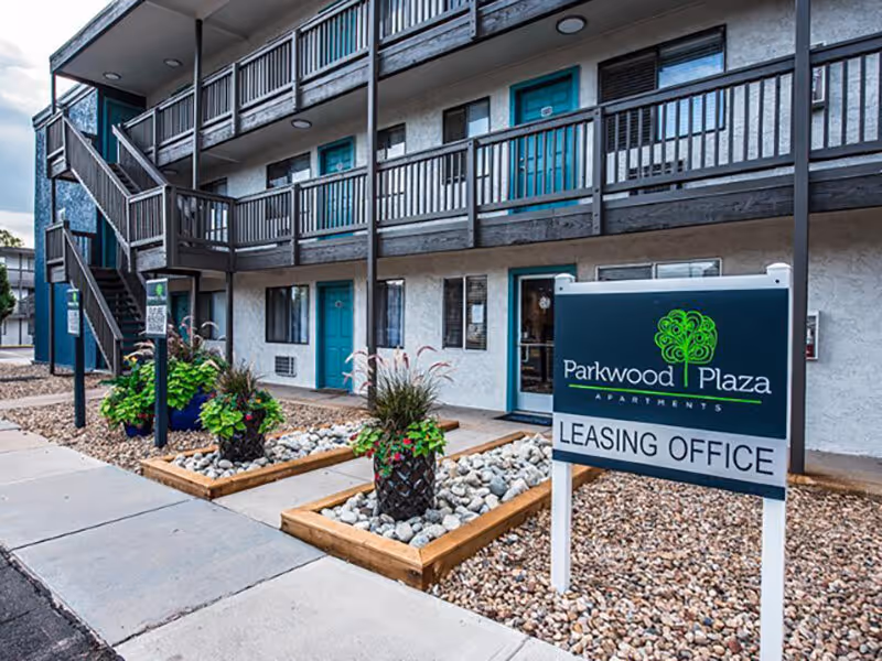 Exterior of building with parking lot