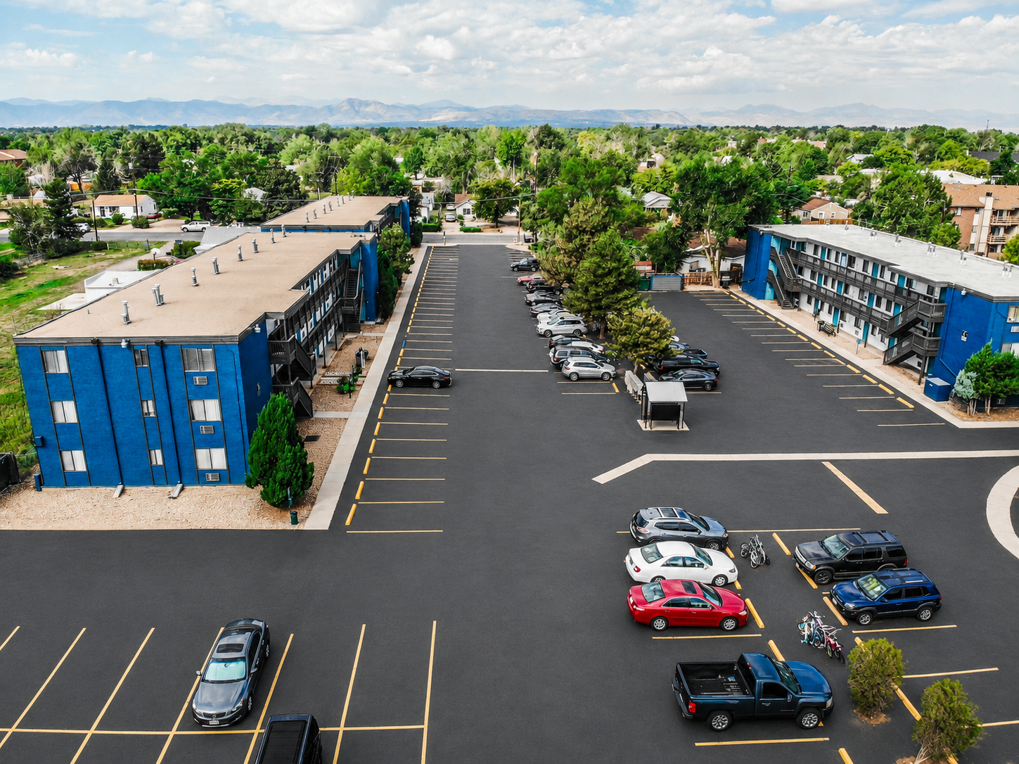 Exterior of building with parking lot