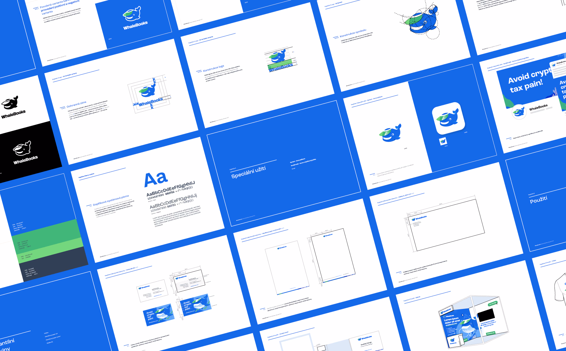 Vizuální identita WhaleBooks — logo, barevná paleta, typografie a firemní materiály, Studio Light