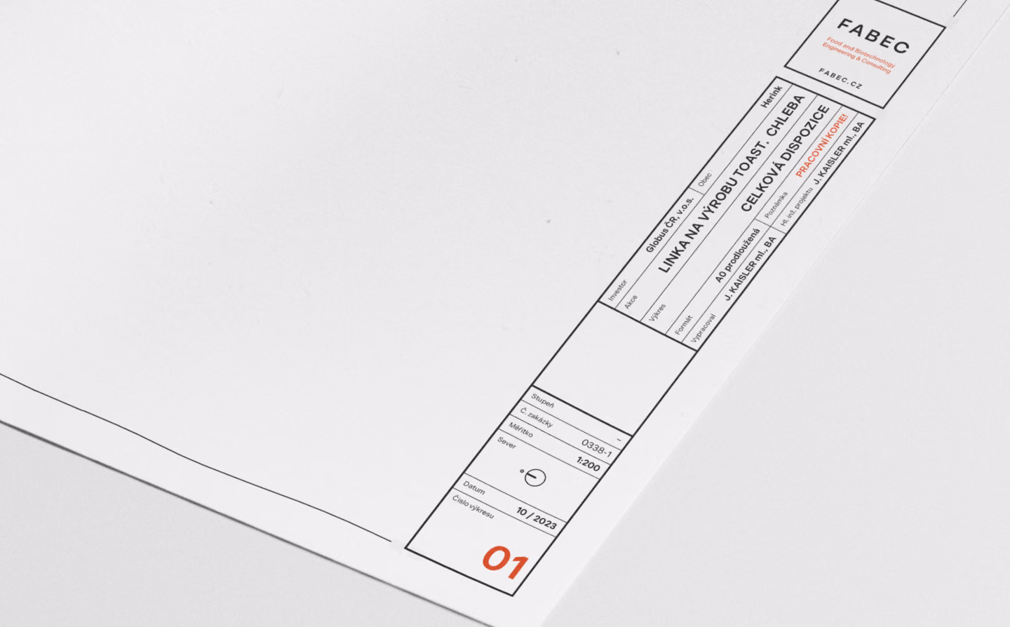 Grafický design technického výkresu FABEC — vizuální identita v praxi, Studio Light