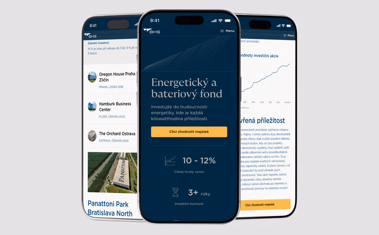 Webdesign BH Securities na mobilu, Studio Light