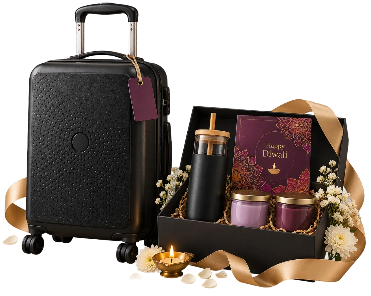 Cabin Travel Set: a cabin trolley bag with tumbler, jar candles and luggage tag