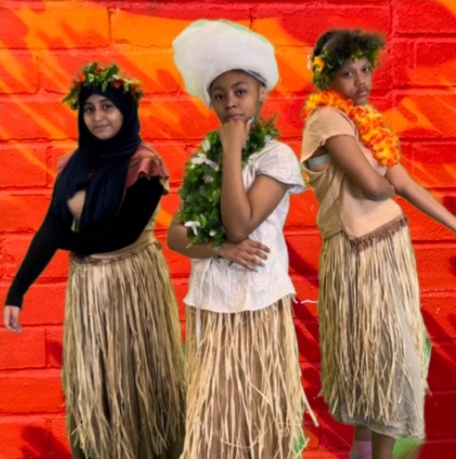 Theater Club students performing in Disney's Moana, Jr. at The Angelo Patri Middle School