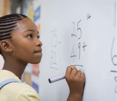 Students working on math in class