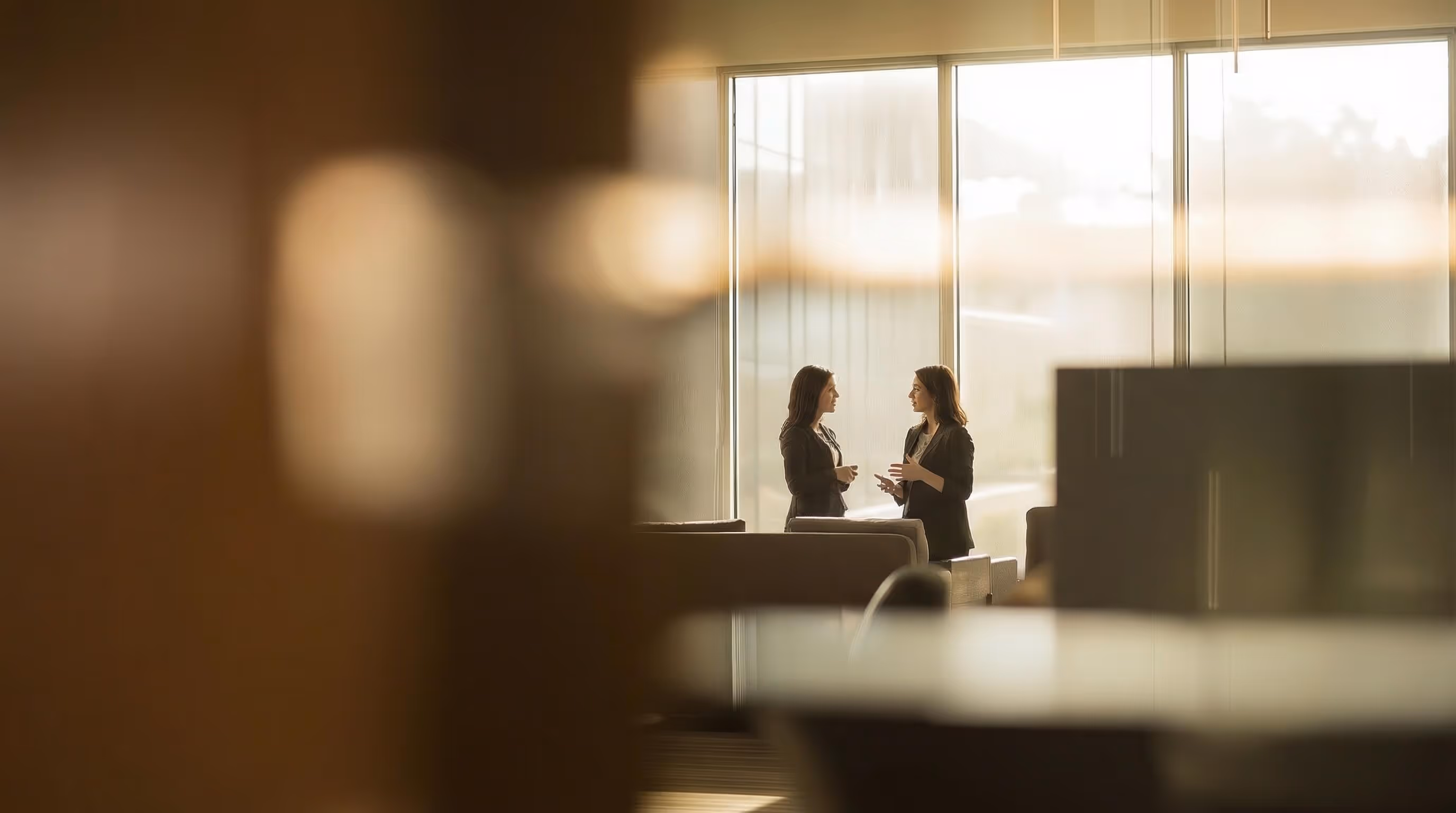 Premium office lobby with architectural lighting