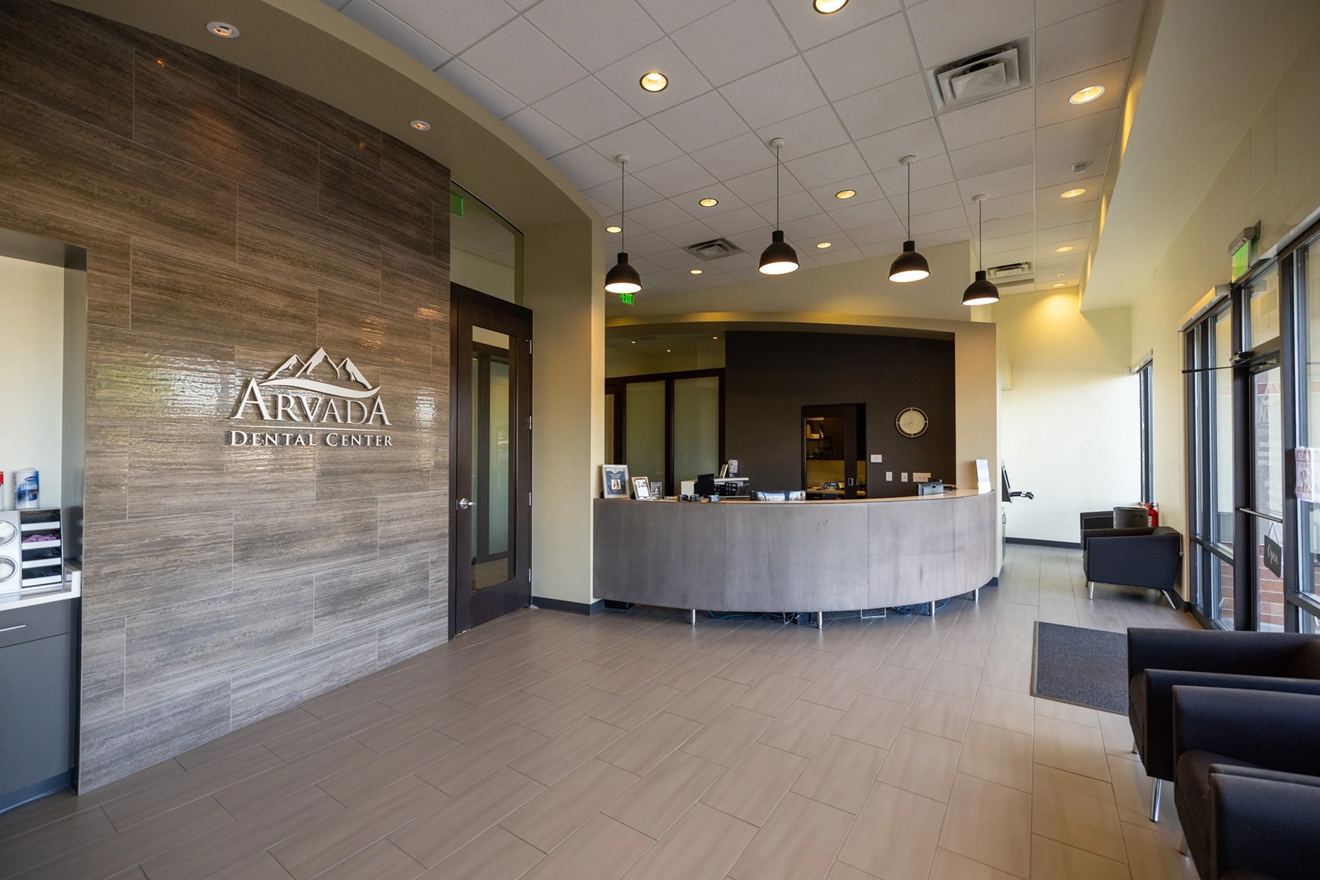 Reception and waiting area at Arvada Dental Center