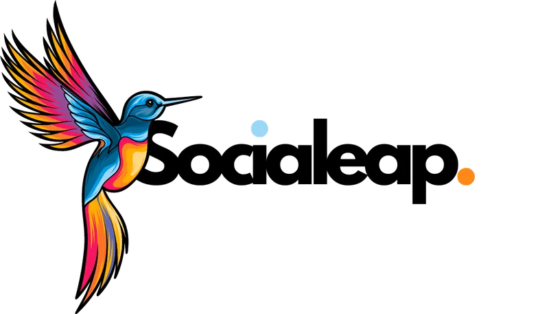 Socialeap Logo, including the letters of the agency name and a humming-bird.