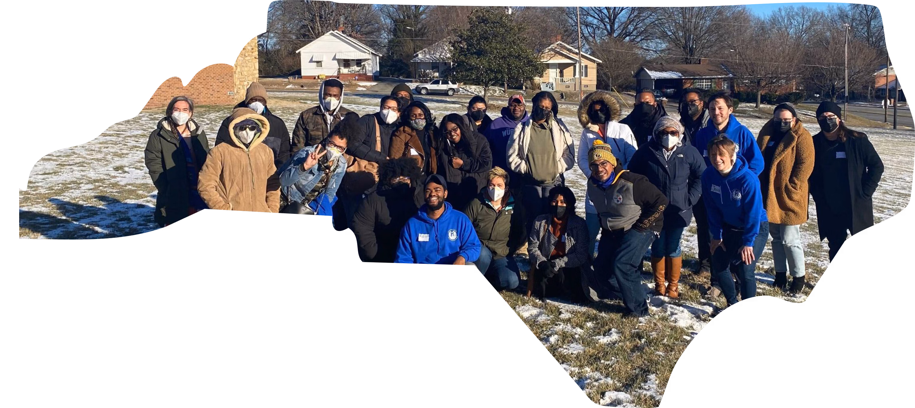 Image of Carolina Federation community members in the shape of the state of North Carolina