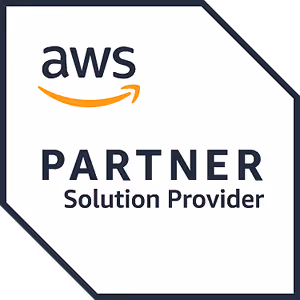 AWS Partner Solution Provider badge with AWS logo and text.