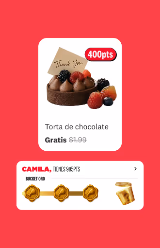 Componente de comprar producto con puntos y progreso de nivel de lealtad.