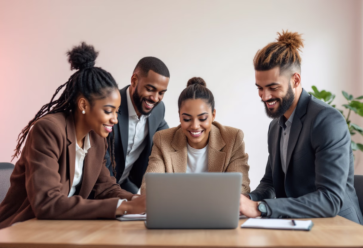 image of business professionals interacting with technology (for a b2b saas)