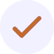 An orange checkmark inside of a white circle
