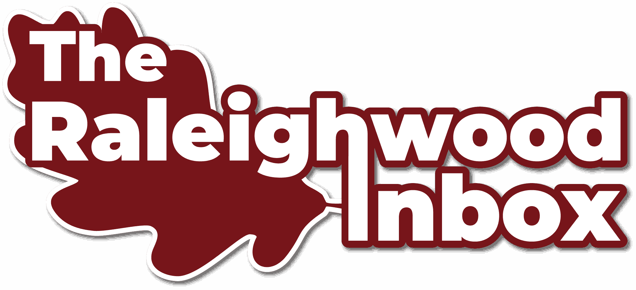 The Raleighwood Inbox Red & White Oak Leaf Logo with Shadow.