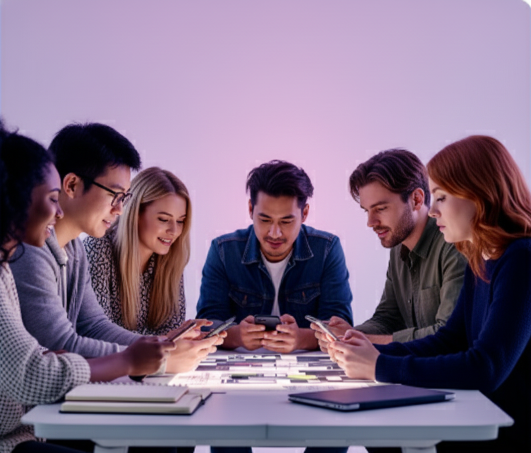 image of game development process (for a mobile gaming) - collaborative team meeting