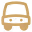 Symbol eines gelben Autos mit einem Koffer auf dem Dach.
