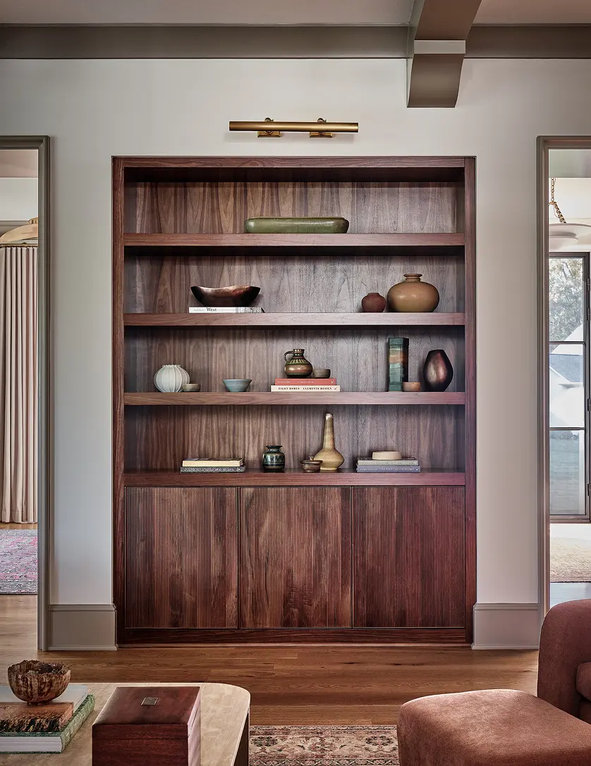 A custom wooden bookshelf 