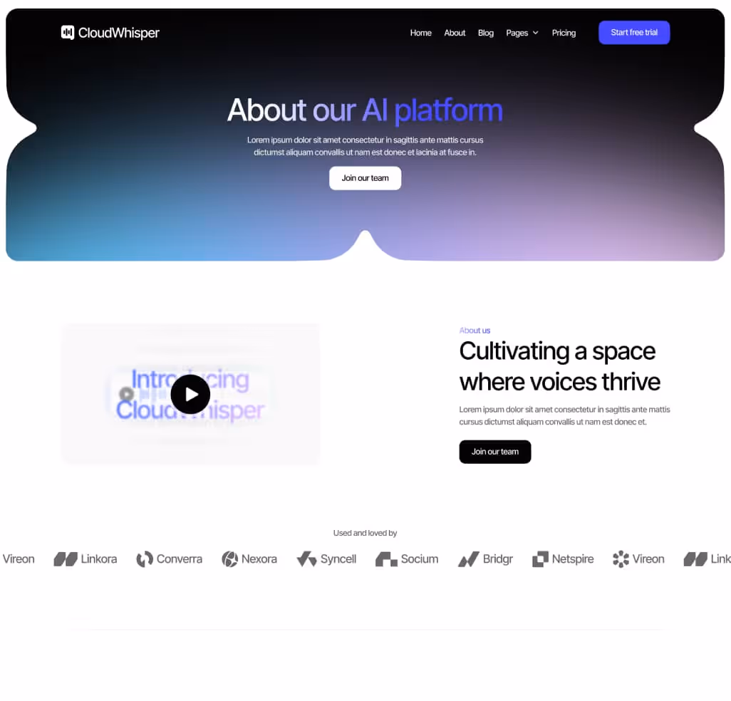 About Page - CloudWhisper - Webflow Template | BRIX Templates