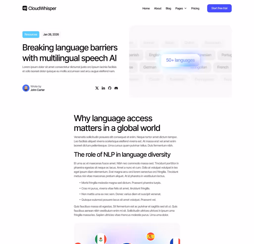 Blog Post Page - CloudWhisper - Webflow Template | BRIX Templates