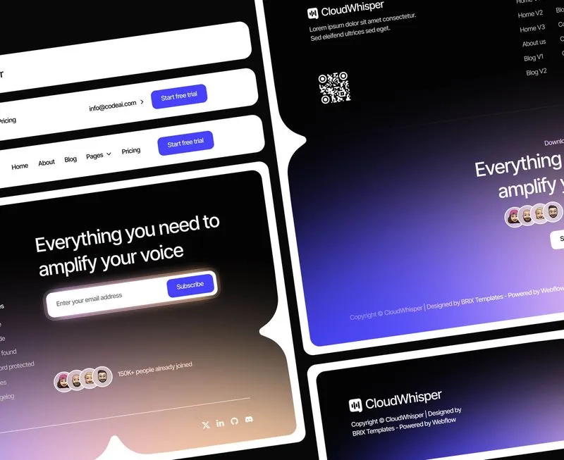 Headers and Footers - CloudWhisper - Webflow Template | BRIX Templates