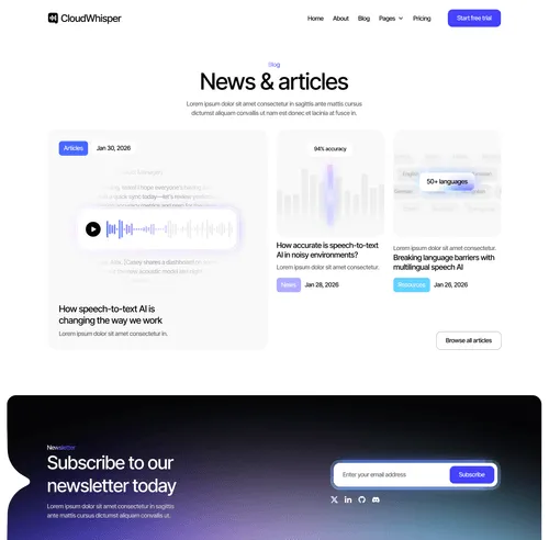 CloudWhisper - Blog V1 Page - Speech To Text App Webflow Template