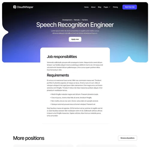 CloudWhisper - Career Single Page - Speech To Text App Webflow Template
