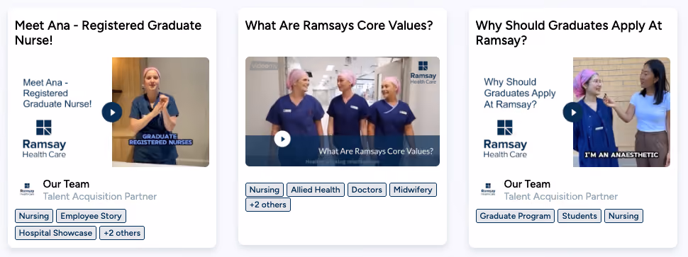 Ramsay Health Employee Story Video Library hosted by VideoMyJob