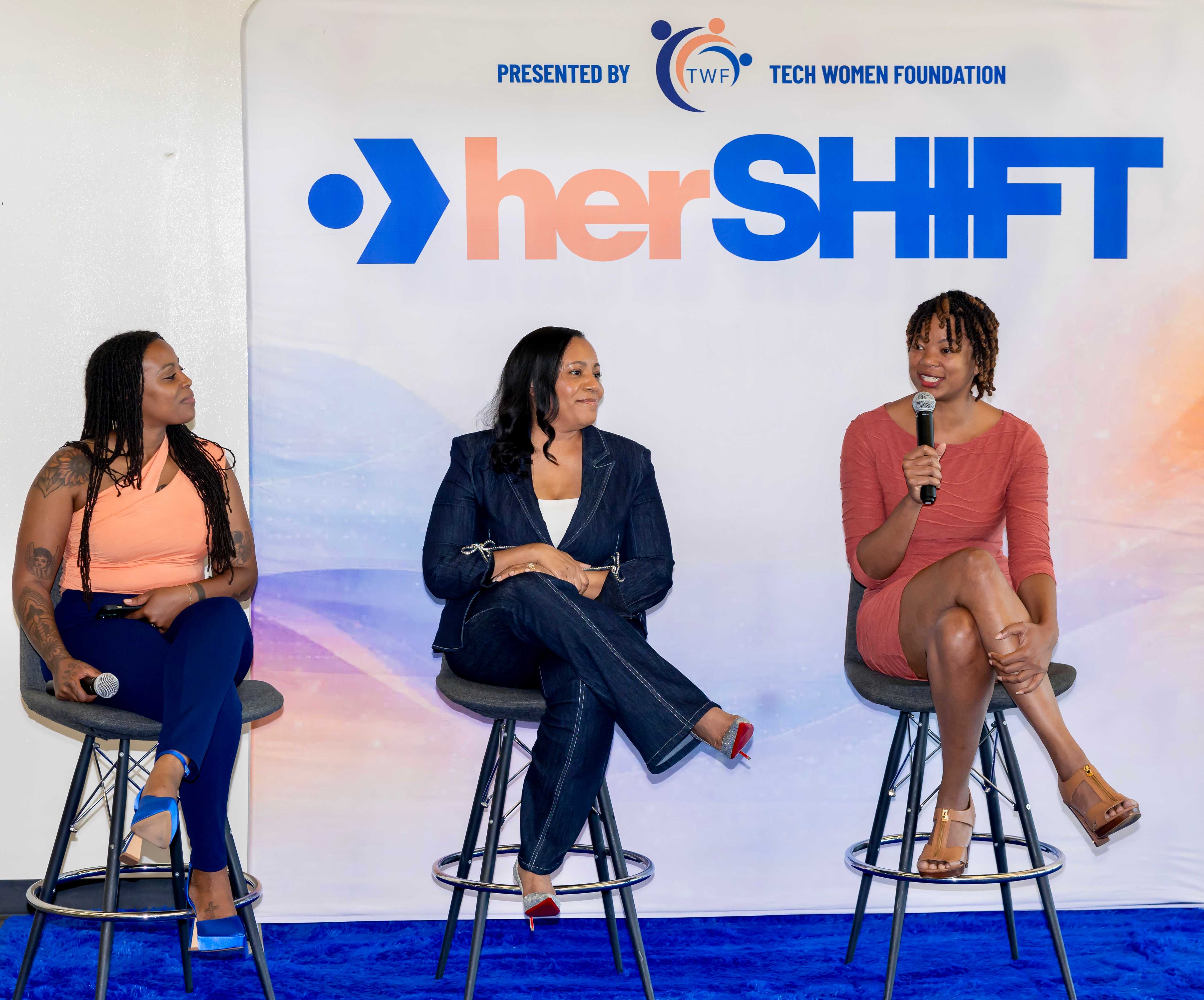 Panelist talking on stage