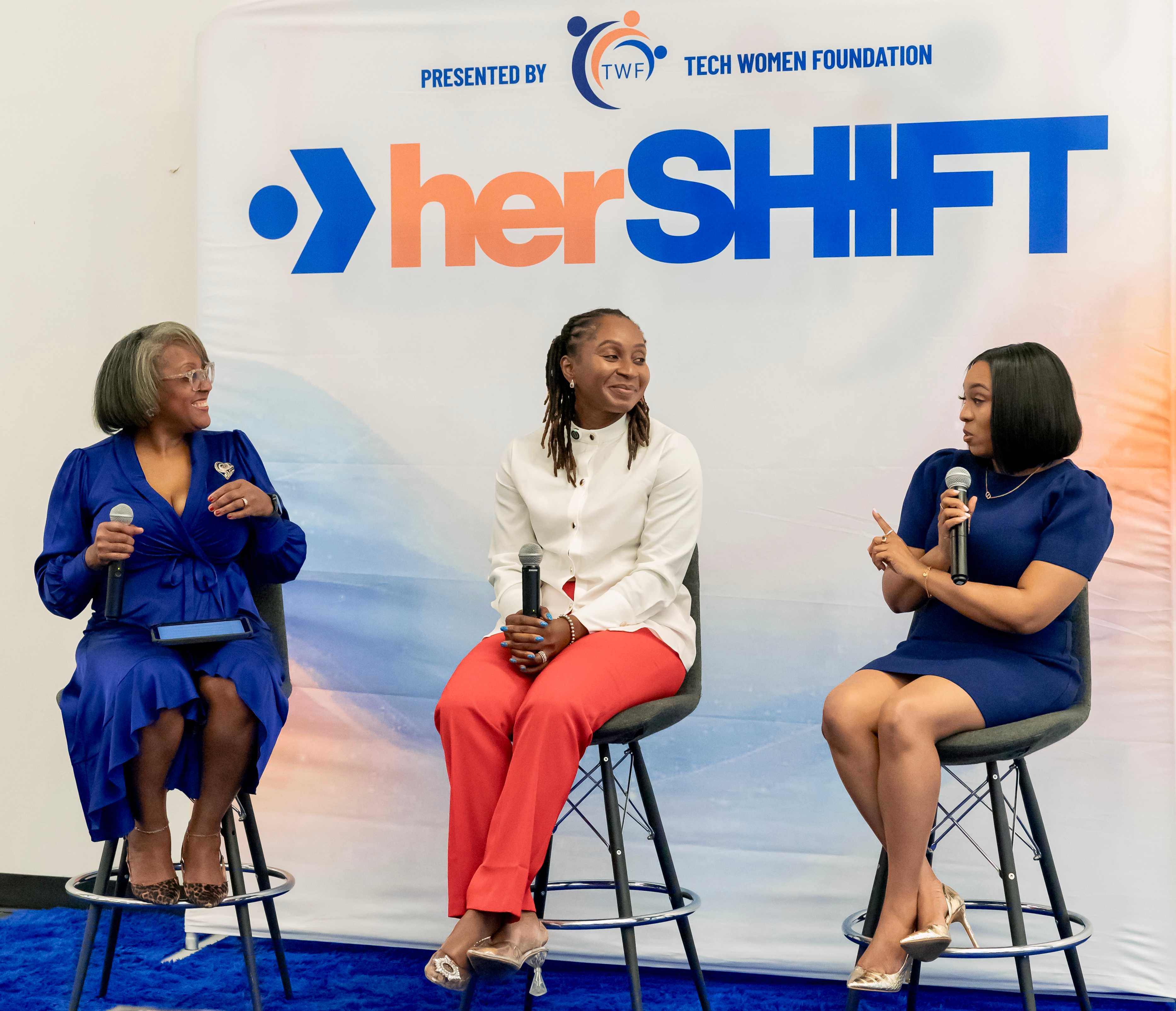 Panelist talking on stage