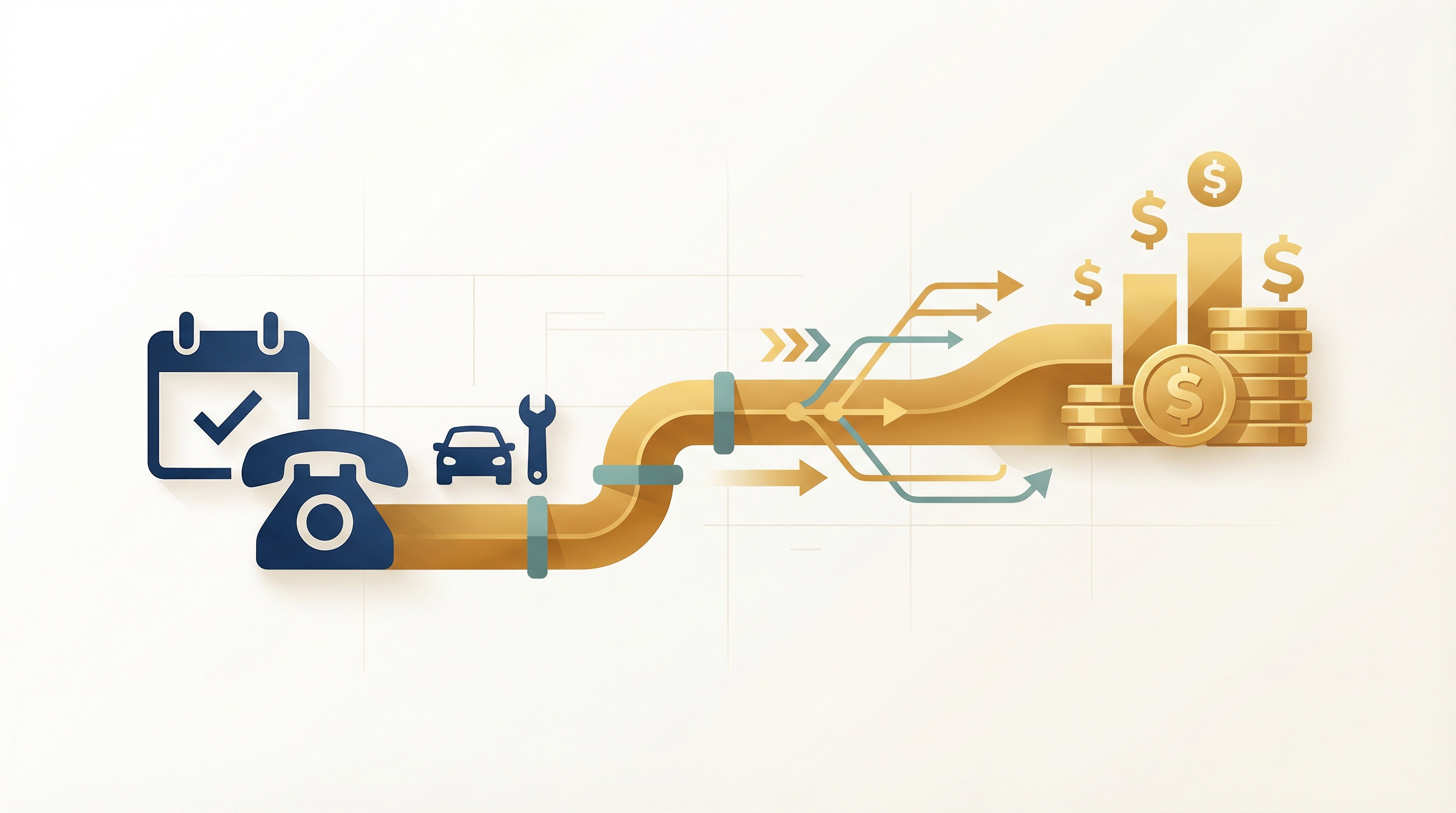 Conceptual illustration showing how a single dealership service appointment translates into gross profit revenue