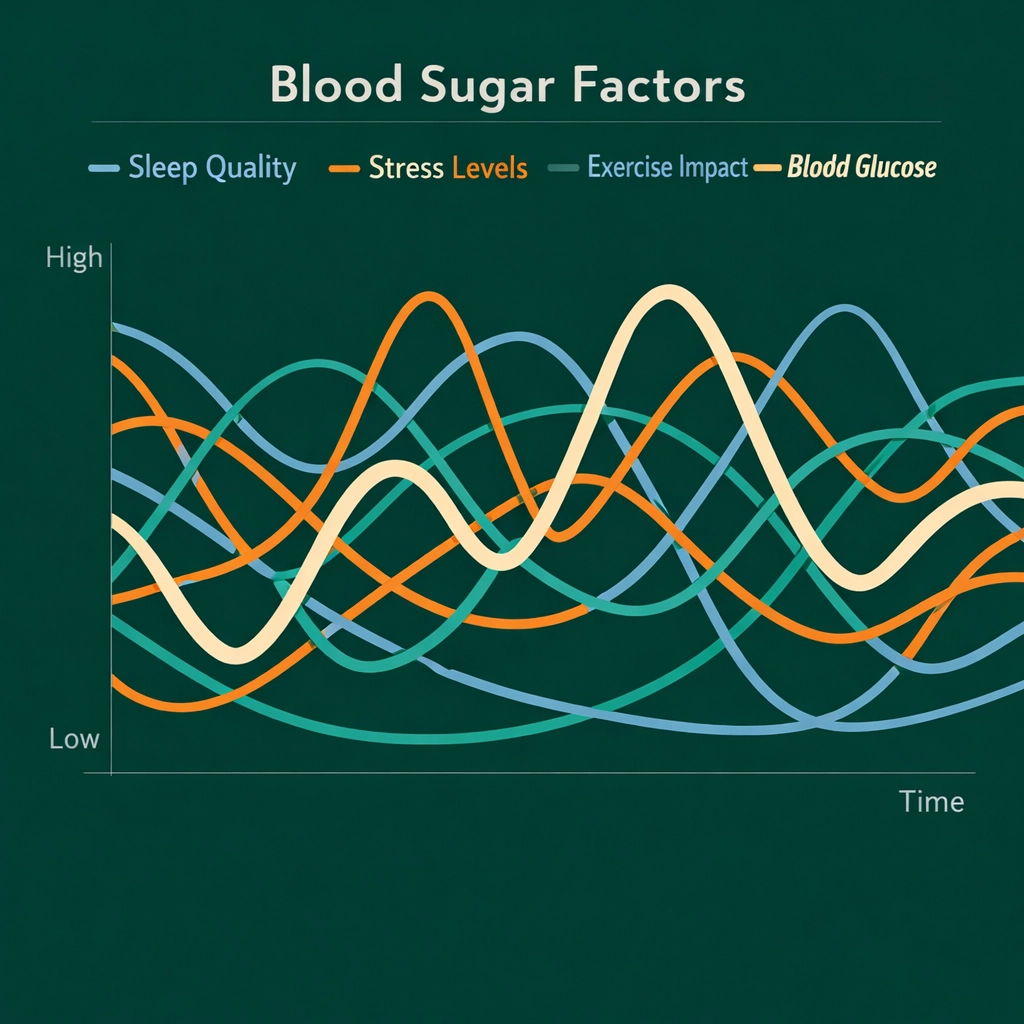 Multiple factors affecting blood glucose levels in Type 1 diabetes management