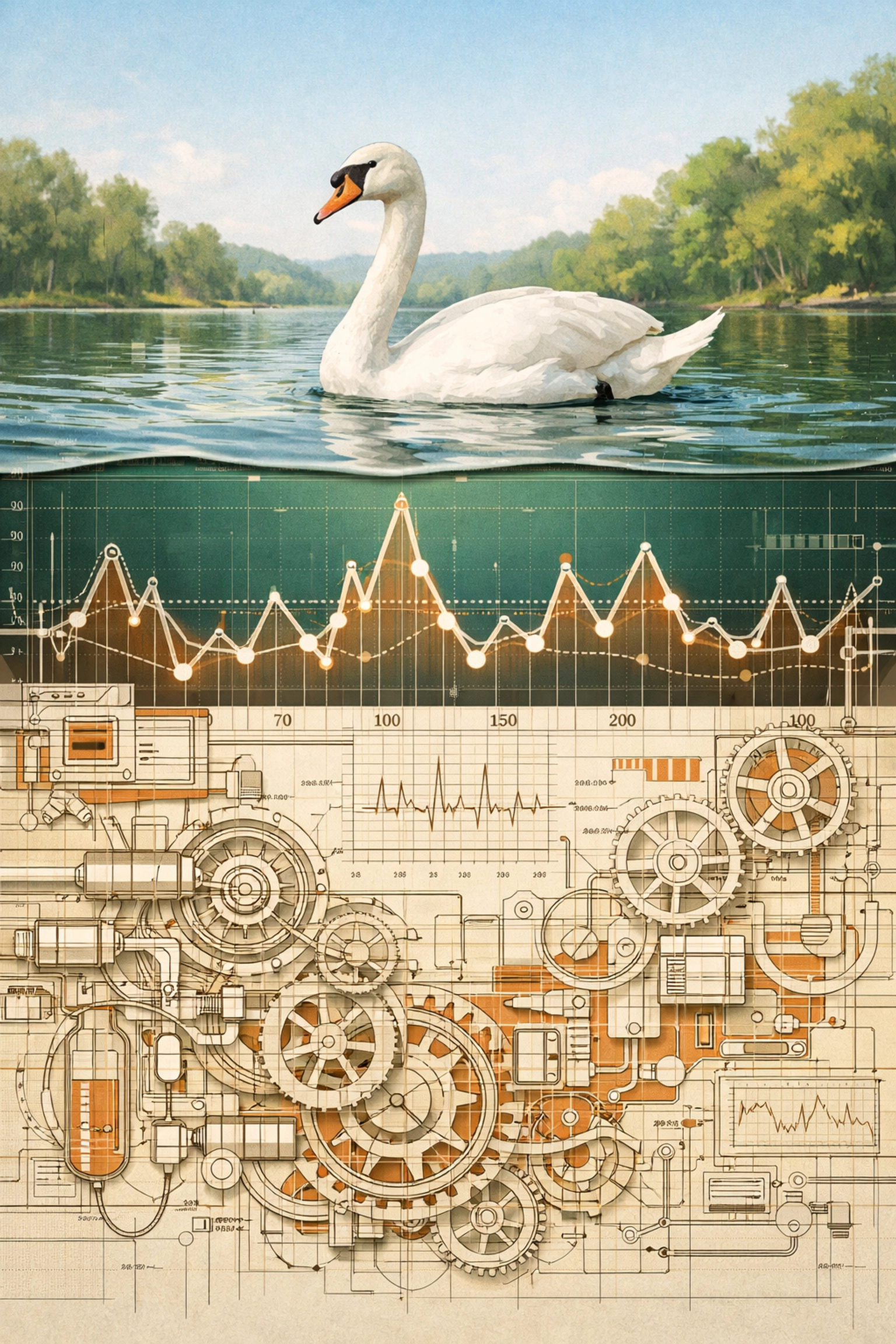 A swan on a lake illustrating the contrast between looking healthy and the hidden work of T1D blood sugar management.