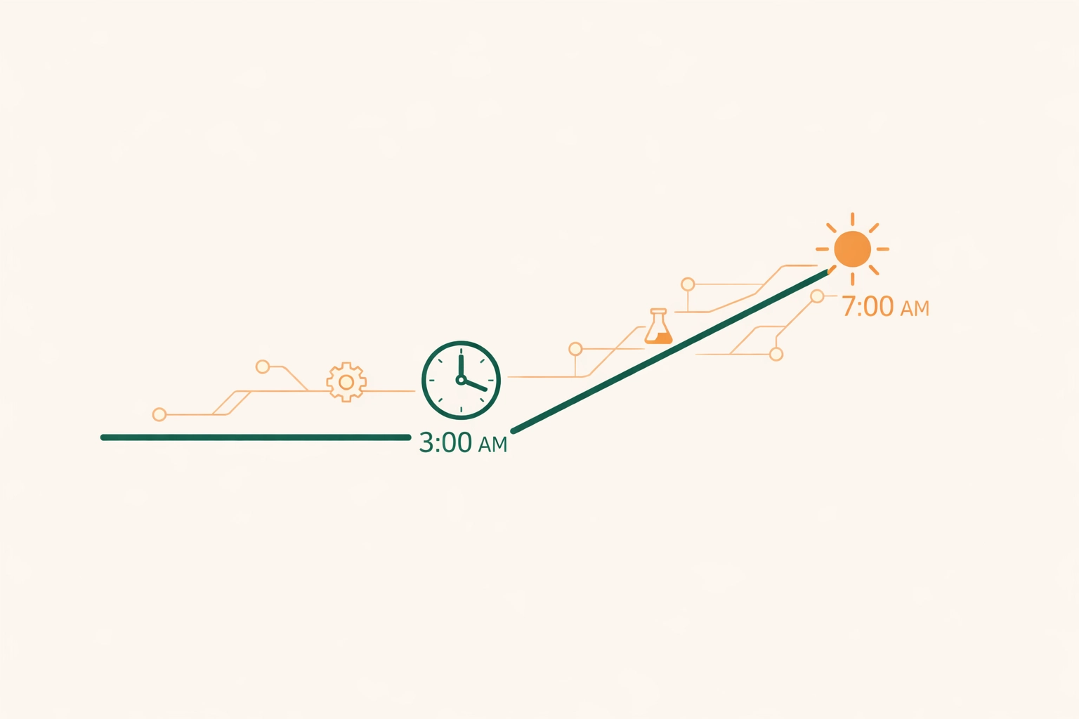Blood sugar chart illustrating the dawn phenomenon glucose rise starting at 3 AM.