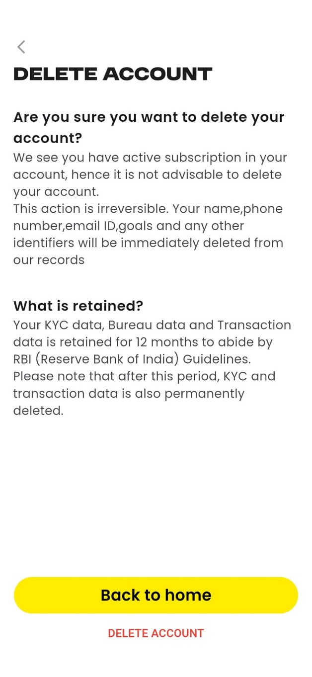 Final delete account confirmation
