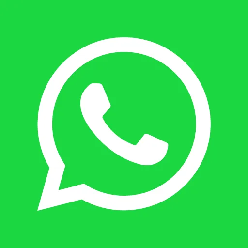 WhatsApp logo with a white telephone icon inside a speech bubble on a green background.