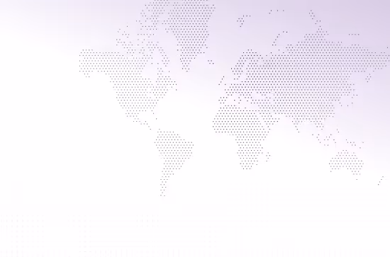 Dotted world map with continents outlined in small black dots on a light gradient background.