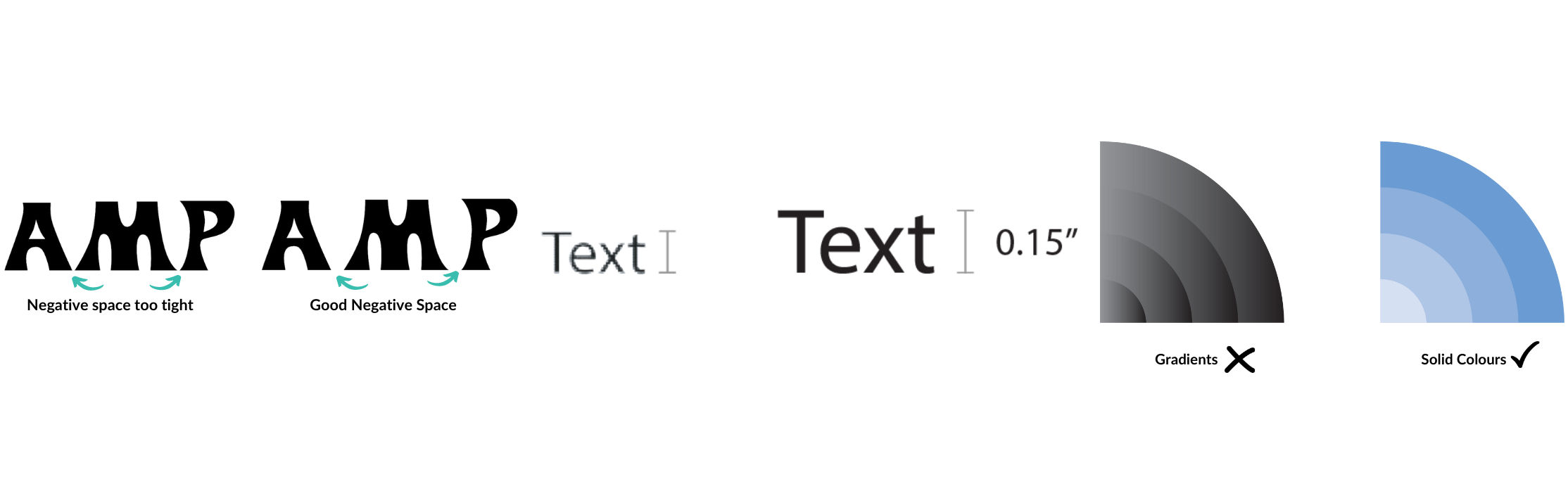 An image showing examples of negative space, text size and gradients.