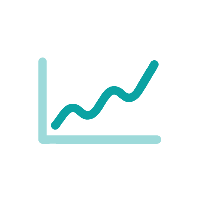 Simple line graph icon showing an upward trend with plotted points.