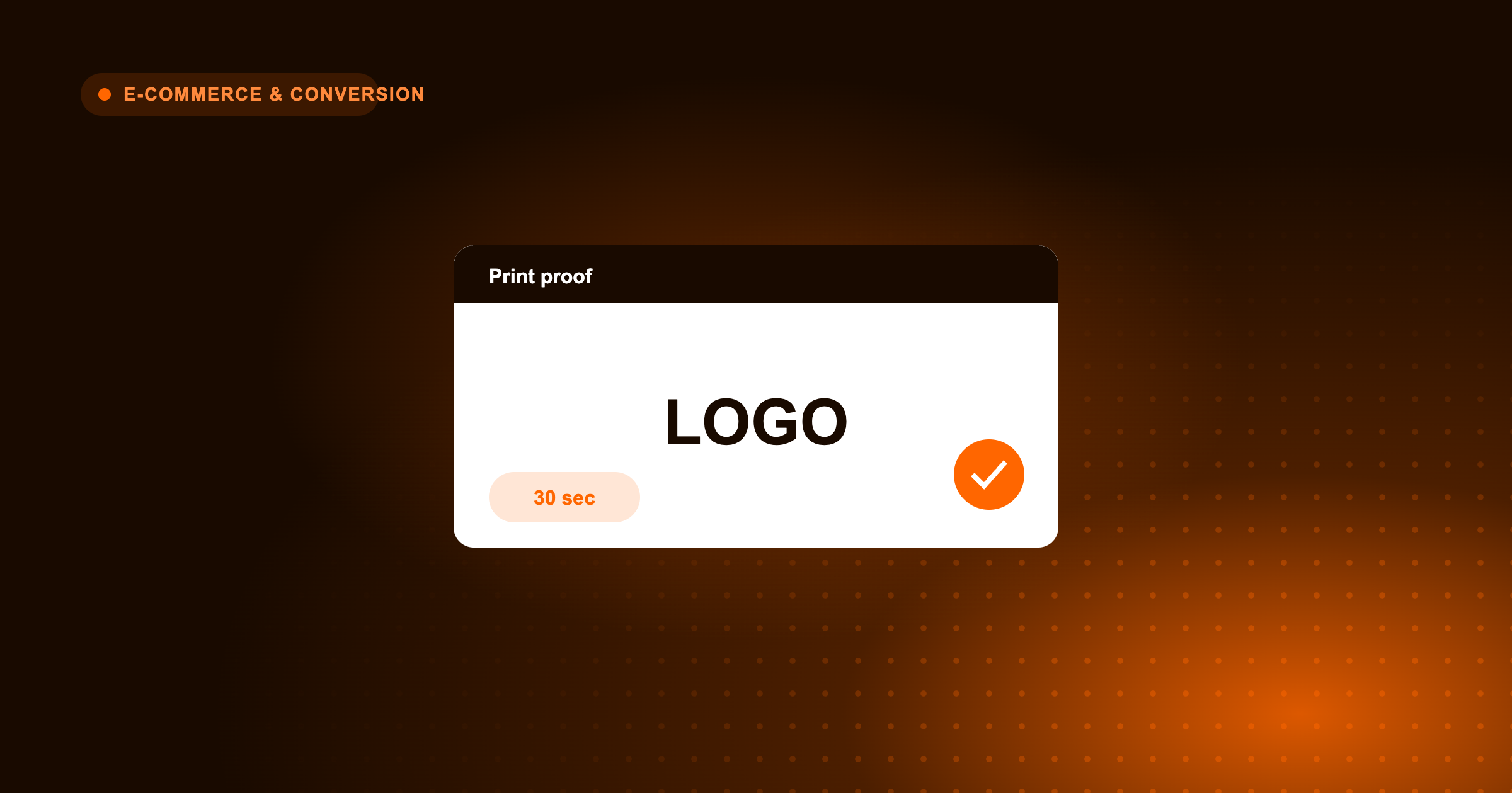 A print proof generated in about 30 seconds with an approval check
