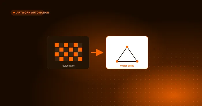 Raster pixels converted into clean vector paths with node points