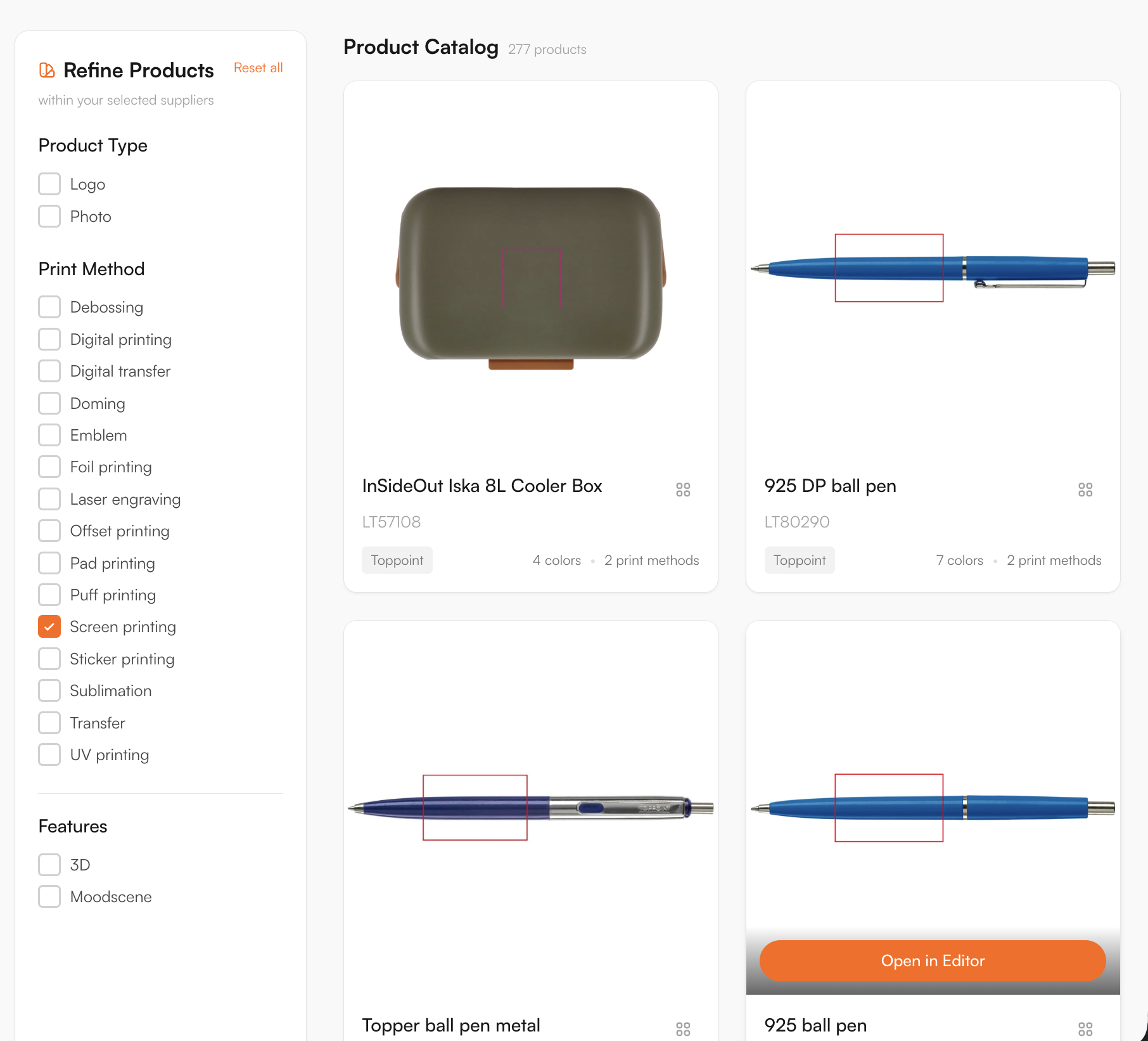 Toppoint catalogue in the FastEditor Product Hub