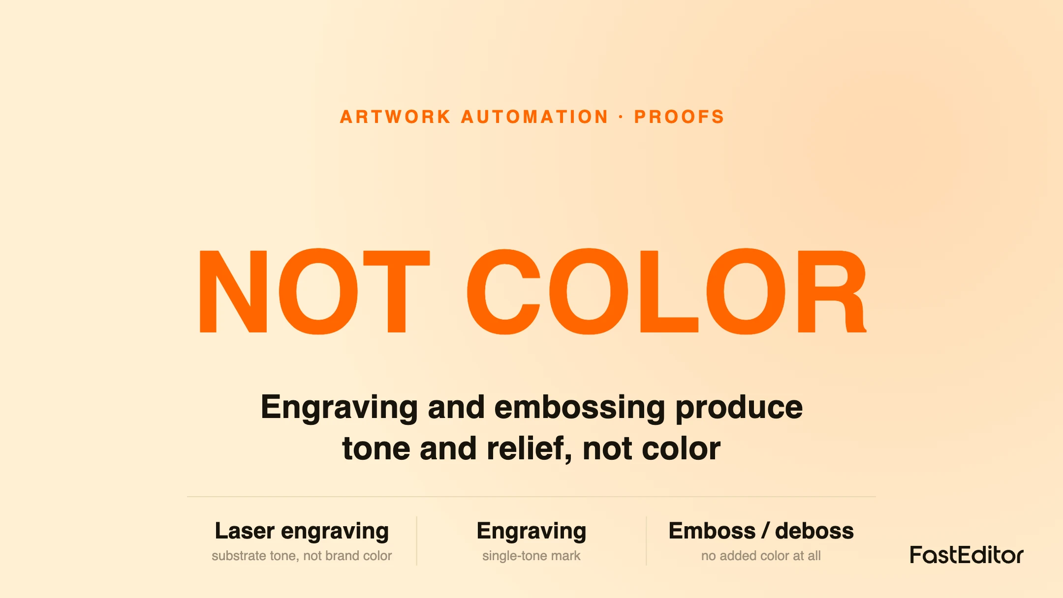 Branded FastEditor graphic on decoration-method-accurate proofs for engraving and embossing