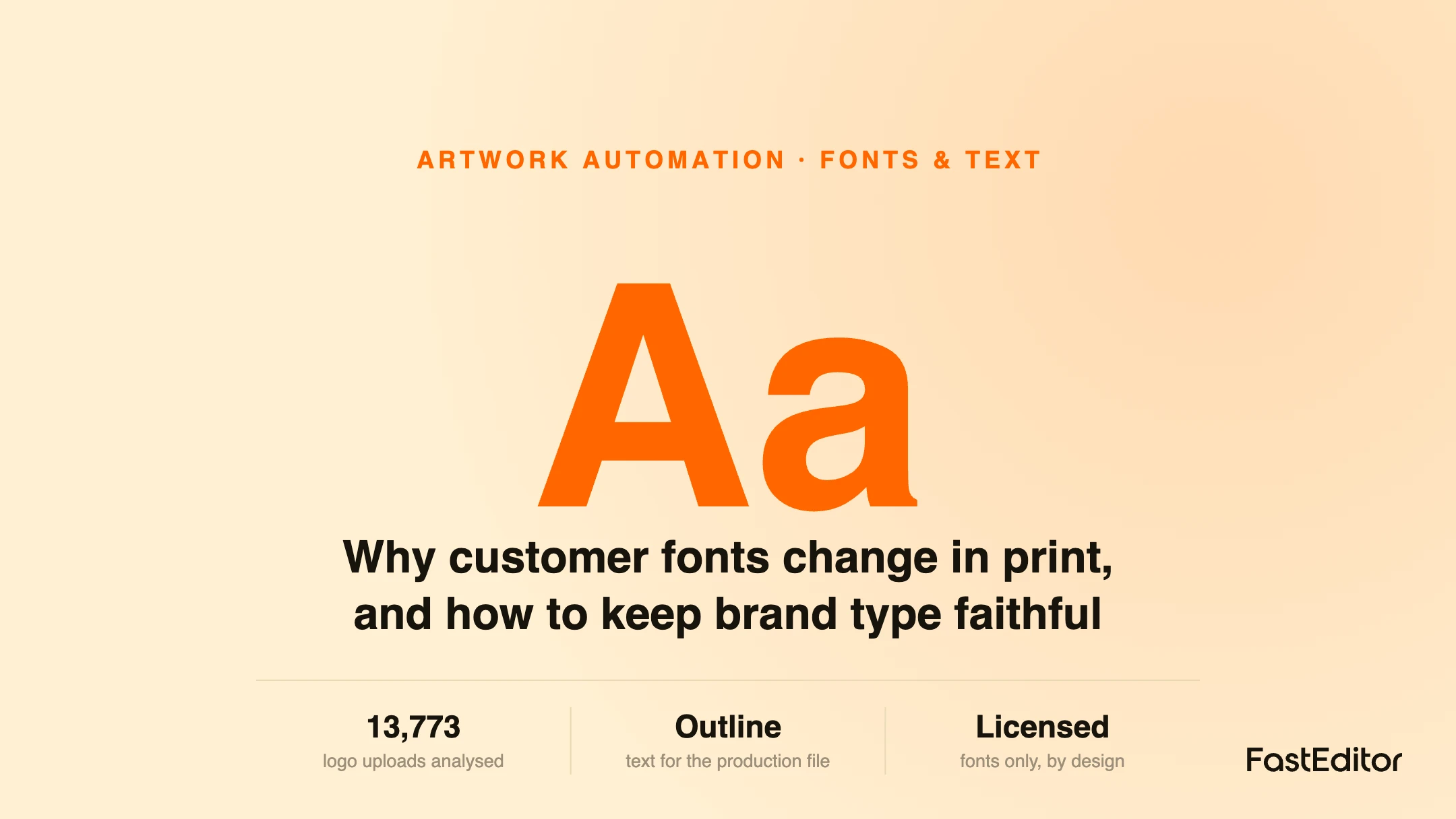 Branded FastEditor graphic on handling fonts and text in web-to-print
