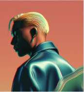 Close-up of a woman's face seen through a textured glass, creating a blurred and obscured effect.