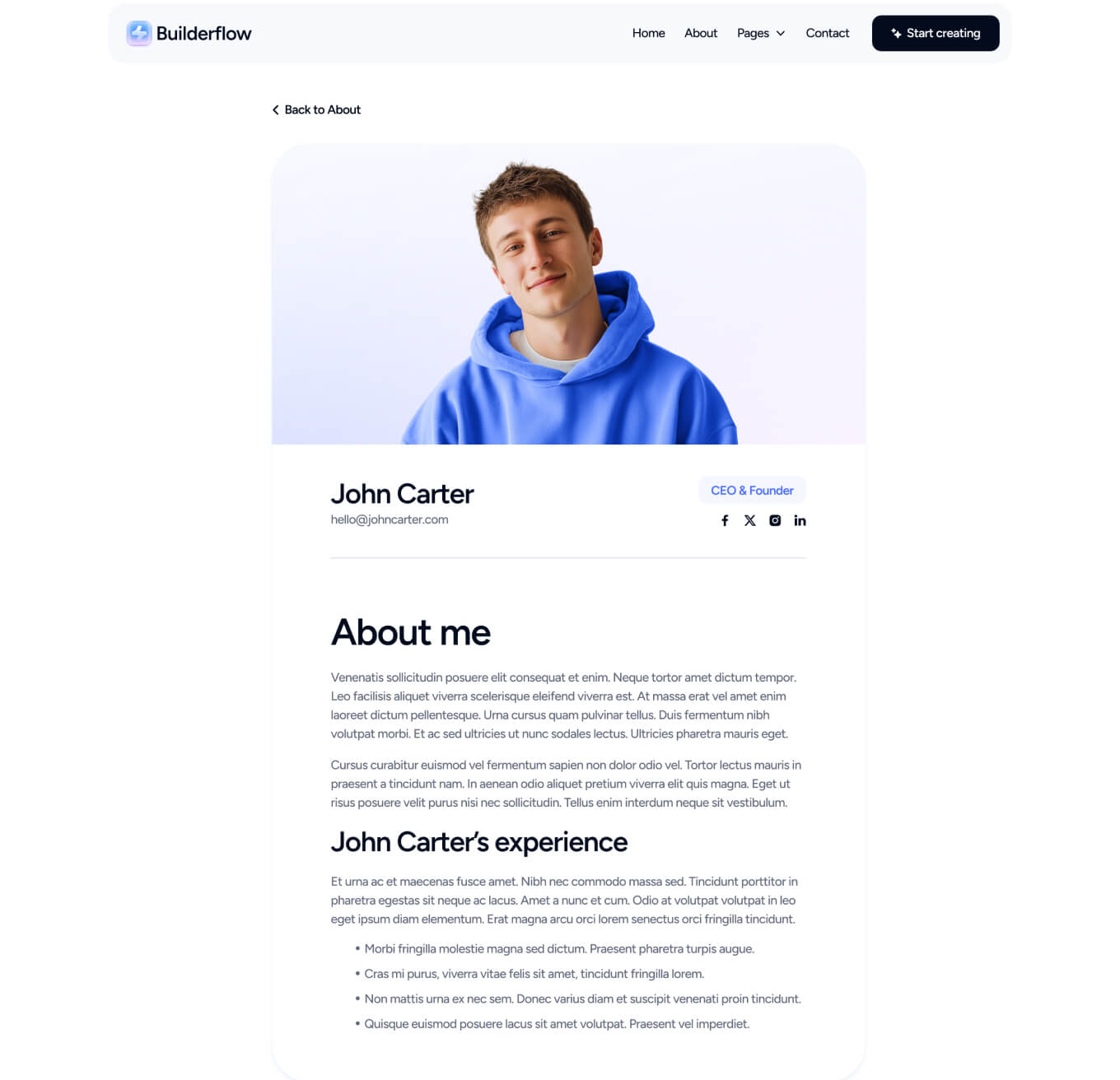 Builderflow - Team Member Page - AI App Builder Webflow Template