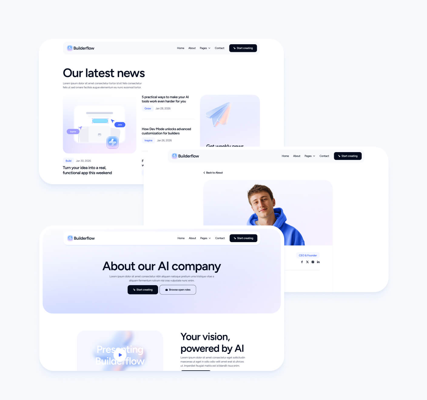 Builderflow - 36+ Sections Included - AI App Builder Webflow Template