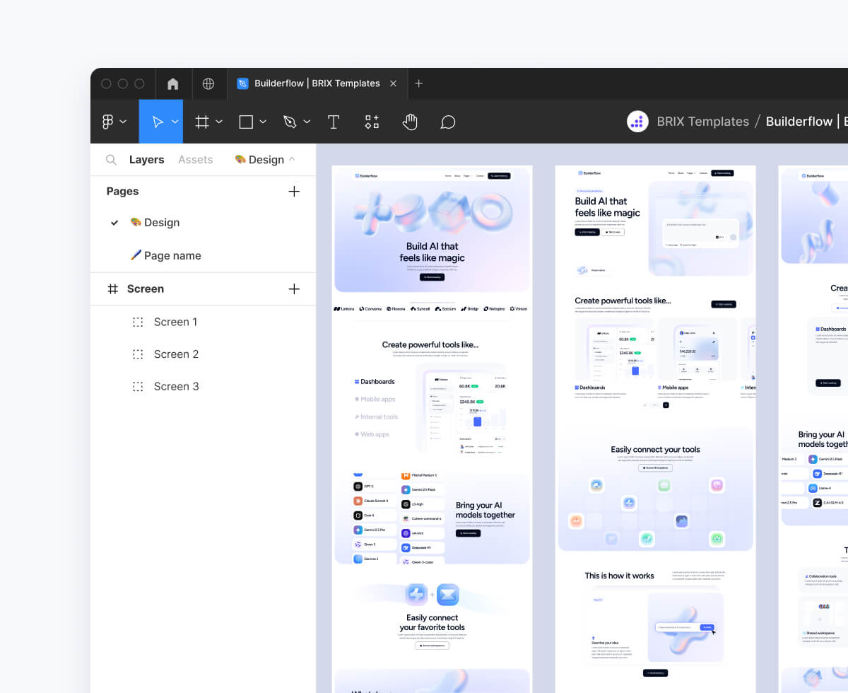 Builderflow - Figma File Included - AI App Builder Webflow Template